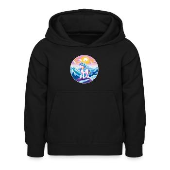 Poney Aquarelle Dessin Animé Kawaii Animal De Compagnie Coloré - Sweat à capuche Enfant - noir - Devant - AI Model Kid Female (0cm)