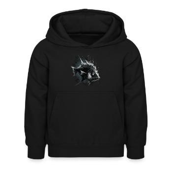 Drôle De Poisson Effrayant - Sweat à capuche Enfant - noir - Devant - AI Model Kid Female (0cm)
