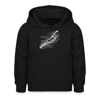 Wettkampfschwimmer Skizze - Kinder Hoodie - Schwarz - Vorne - AI Model Kid Female (0cm)