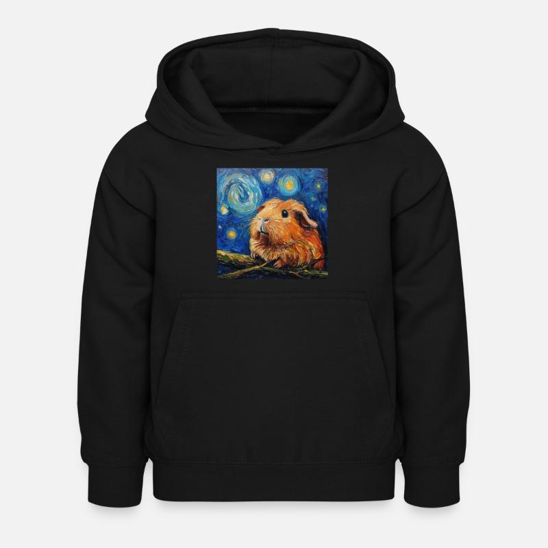 Cochon d’Inde, Animal, Van Gogh, Nuit étoilée - Sweat à capuche Enfant - noir