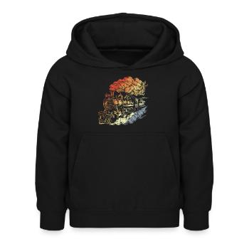 Retro Dampflokomotive - Kinder Hoodie - Schwarz - Vorne - AI Model Kid Female (0cm)
