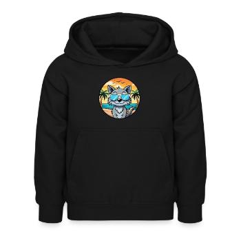Australian Mist Cat Breed Cartoon Sunglasses Beach - Kids Hoodie - black - Front - AI Model Kid Female (0cm)
