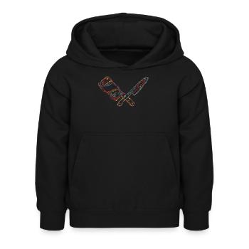 Retro Hackbeil - Kinder Hoodie - Schwarz - Vorne - AI Model Kid Female (0cm)