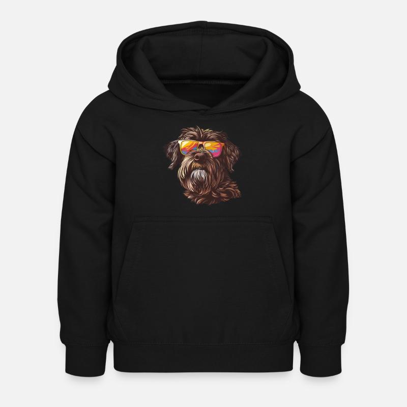 Griffon Korthals, griffon pointant à poil dur - Sweat à capuche Enfant - noir