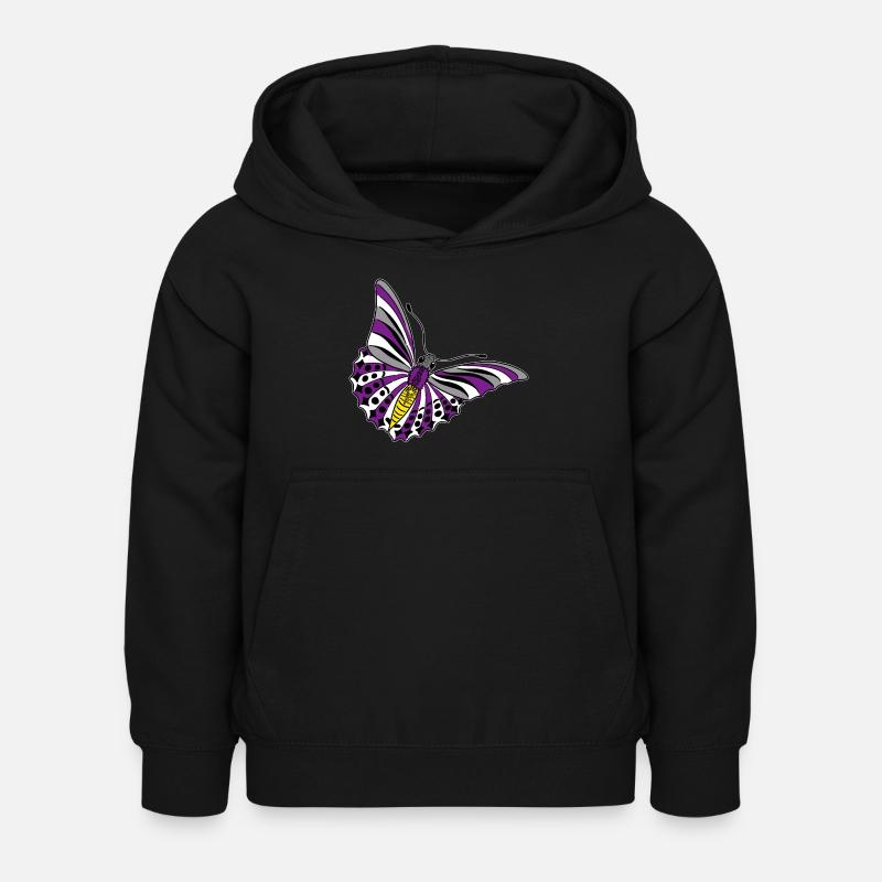 butterfly asexual non binary labrys lesbian - Kids Hoodie - black