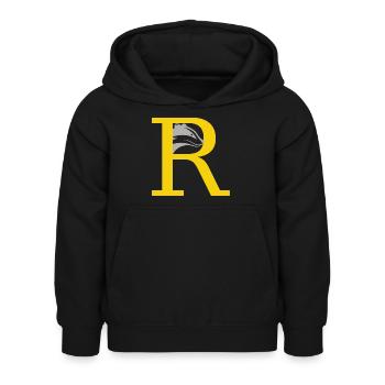 letter R - Kids Hoodie - black - Front - AI Model Kid Female (0cm)