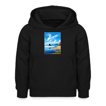 Cannon Beach Oregon Vintage Travel Poster Souvenir - Kids Hoodie - black - Front - AI Model Kid Female (0cm)