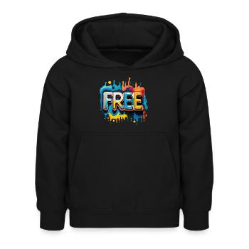 Freei, Libre, Liberté - Sweat à capuche Enfant - noir - Devant - AI Model Kid Female (0cm)