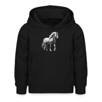 Pferd Schimmel Weiß - Kinder Hoodie - Schwarz - Vorne - AI Model Kid Female (0cm)