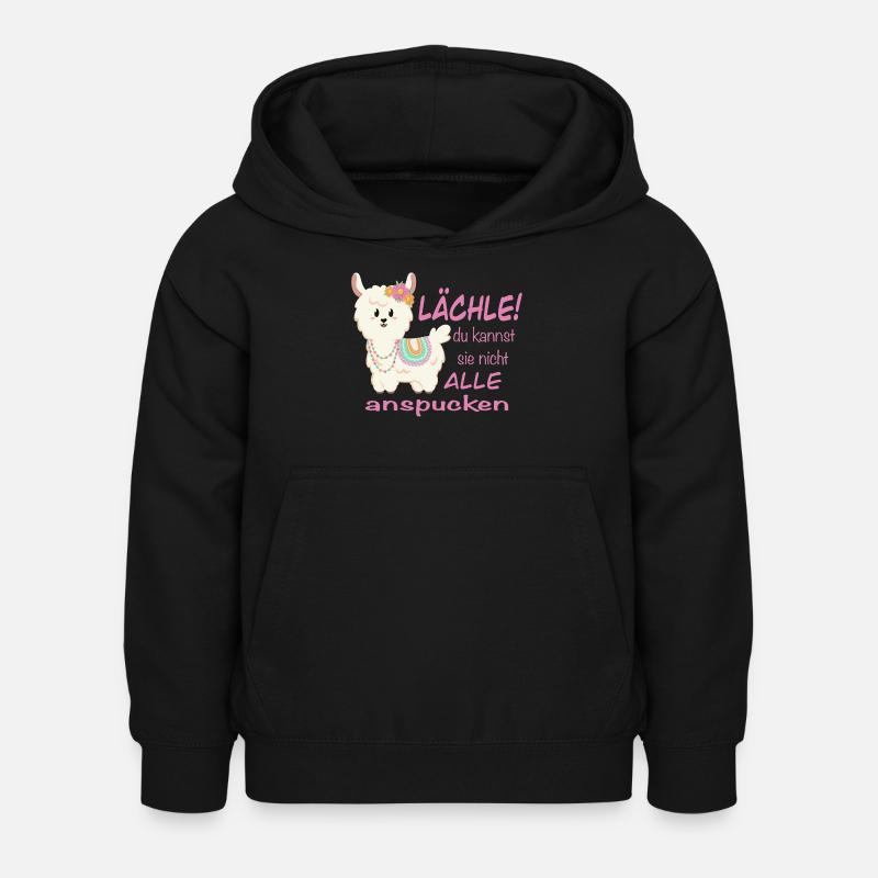 Lama Lächle! lustiger Spruch - Kinder Hoodie - Schwarz