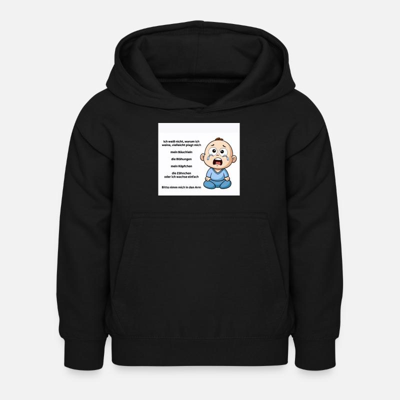 Illustration émotionnelle de bébé pleurant - Sweat à capuche Enfant - noir