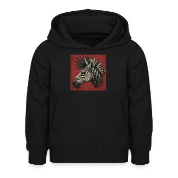 Punkrock Zebra - Kinder Hoodie - Schwarz - Vorne - AI Model Kid Female (0cm)