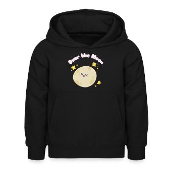 Over_the_Moon Phrases Slang Idiom funny cutedesign - Kids Hoodie - black - Front - AI Model Kid Female (0cm)