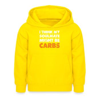 Les glucides comme âmes sœurs - Sweat à capuche Enfant - jaune - Devant - AI Model Kid Female (0cm)