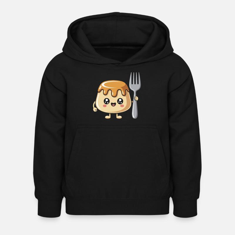 Pudding with fork - Kids Hoodie - black
