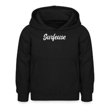 Wellenreiter - Kinder Hoodie - Schwarz - Vorne - AI Model Kid Female (0cm)