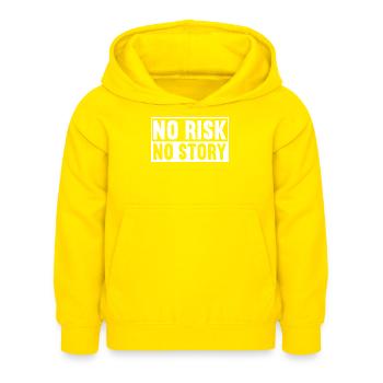 No Risk No Story - Kids Hoodie - yellow - Front - AI Model Kid Female (0cm)