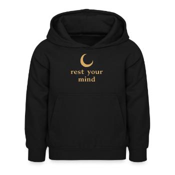 Rest Your Mind Moon Mindfulness Statement - Kids Hoodie - black - Front - AI Model Kid Female (0cm)