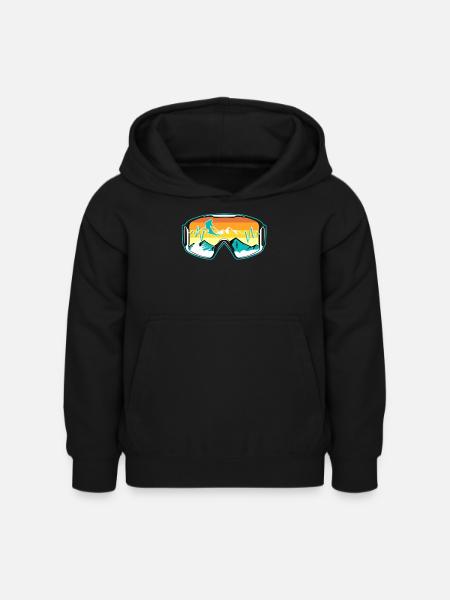 Skifahrer Brille - Kinder Hoodie - Schwarz