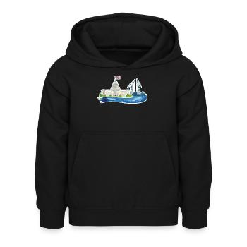 Belfast Skyline City Hall & Cranes UK - Kids Hoodie - black - Front - AI Model Kid Female (0cm)