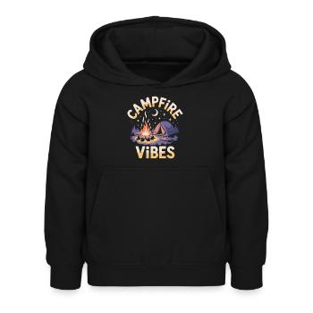 Ambiance de feu de camp - Sweat à capuche Enfant - noir - Devant - AI Model Kid Female (0cm)
