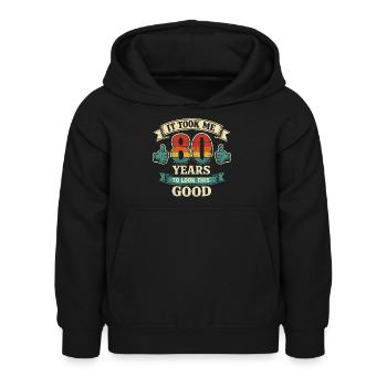 80 Ans - Il m'a fallu 80 Ans pour être Beau - Sweat à capuche Enfant - noir - Devant - AI Model Kid Female (0cm)