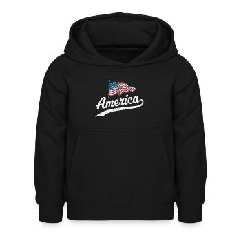 Amerika Flagge - Kinder Hoodie - Schwarz - Vorne - AI Model Kid Female (0cm)