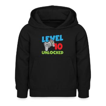 Niveau 10 Chemise 10 ans 10e chemise d’anniversaire - Sweat à capuche Enfant - noir - Devant - AI Model Kid Female (0cm)