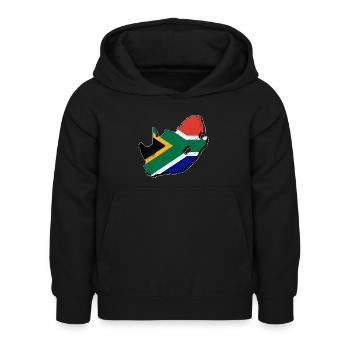 Südafrika Karte mit der südafrikanischen Fahne - Kinder Hoodie - Schwarz - Vorne - AI Model Kid Female (0cm)