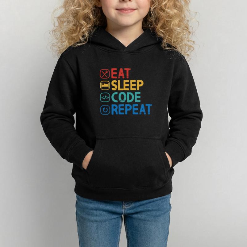 Eat Sleep Code Repeat Kids Hoodie