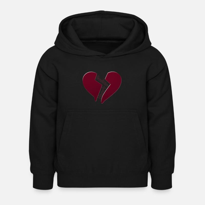 cœur brisé - Sweat à capuche Enfant - noir