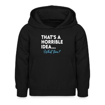 C’est une idée terrible à quelle heure - Sweat à capuche Enfant - noir - Devant - AI Model Kid Female (0cm)