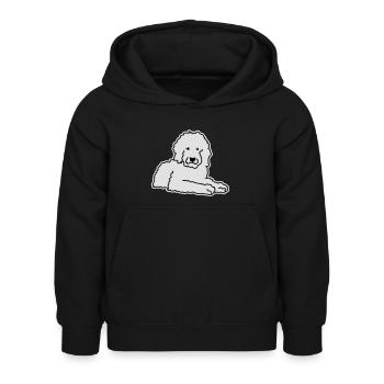 Goldendoodle - Kinder Hoodie - Schwarz - Vorne - AI Model Kid Female (0cm)