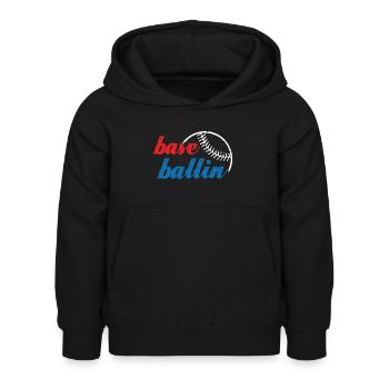 Baseball Ballin - Sweat à capuche Enfant - noir - Devant - AI Model Kid Female (0cm)