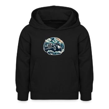 voiture vintage americaine et sportive - Sweat à capuche Enfant - noir - Devant - AI Model Kid Female (0cm)