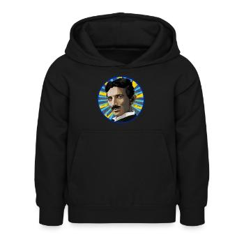 Nicola Tesla Popart - Kinder Hoodie - Schwarz - Vorne - AI Model Kid Female (0cm)