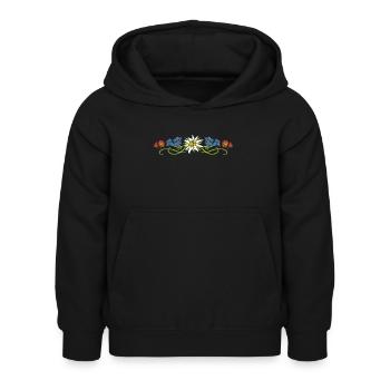 Fleurs alpines - Sweat à capuche Enfant - noir - Devant - AI Model Kid Female (0cm)