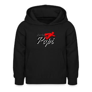 Super Papi Text mit Figur flieger rot Geschenkidee - Kinder Hoodie - Schwarz - Vorne - AI Model Kid Female (0cm)