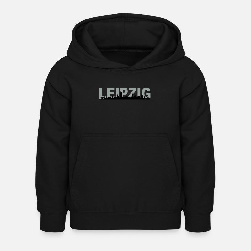 Skyline Leipzig Name - Kinder Hoodie - Schwarz