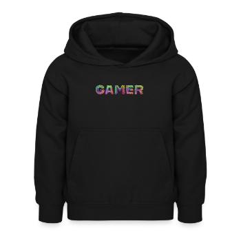 Gamer - Schriftzug - Kinder Hoodie - Schwarz - Vorne - AI Model Kid Female (0cm)