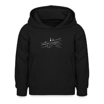 Urban Sketch Spreebrücke w - Kids Hoodie - black - Front - AI Model Kid Female (0cm)