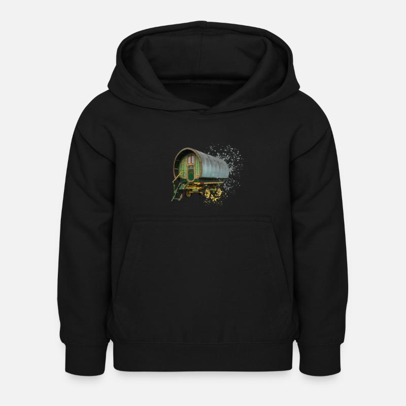 caravane gitane tirée par des chevaux, - Sweat à capuche Enfant - noir