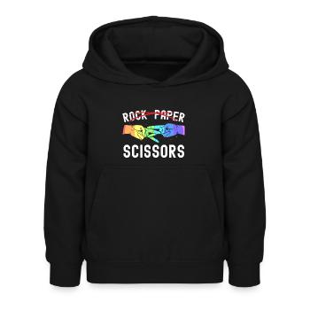 Lesbienne Fierté Rock Papier Ciseaux Drôle LGBTQ - Sweat à capuche Enfant - noir - Devant - AI Model Kid Female (0cm)