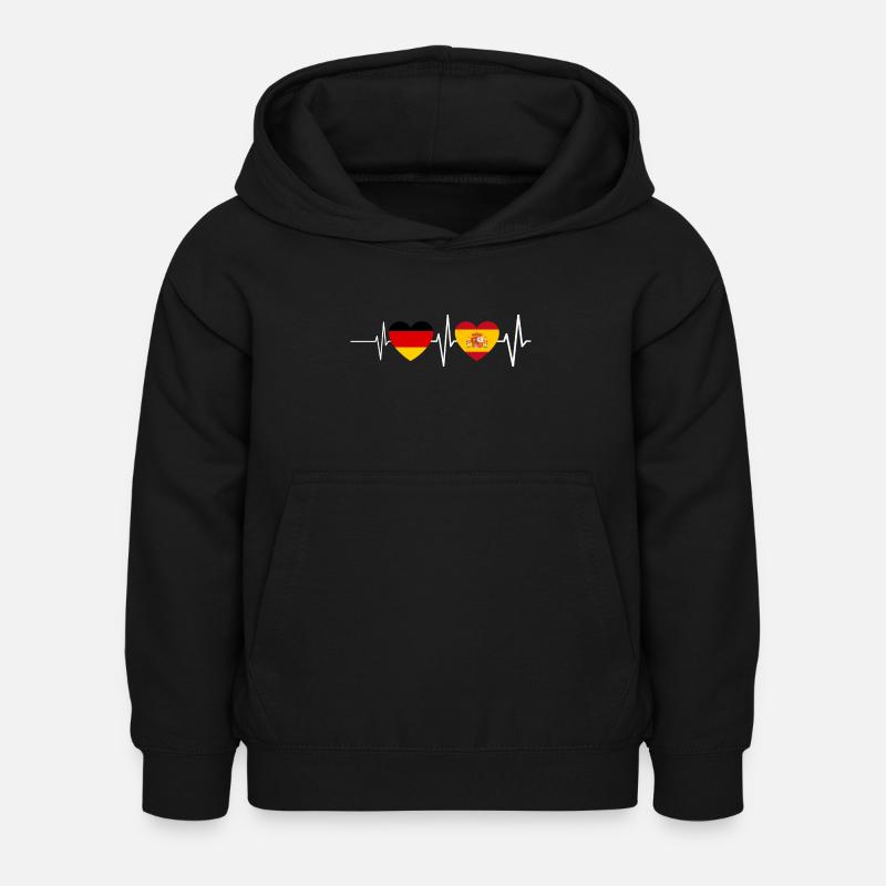 Spanier Deutschland Spanierin Spanischer Herzschla - Kinder Hoodie - Schwarz