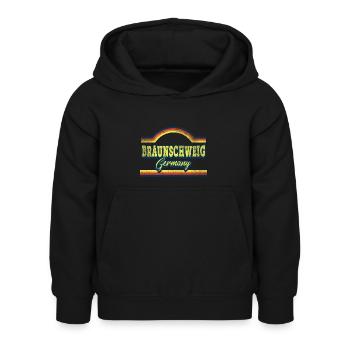 Braunschweig Germany City Font Vintage - Kids Hoodie - black - Front - AI Model Kid Female (0cm)