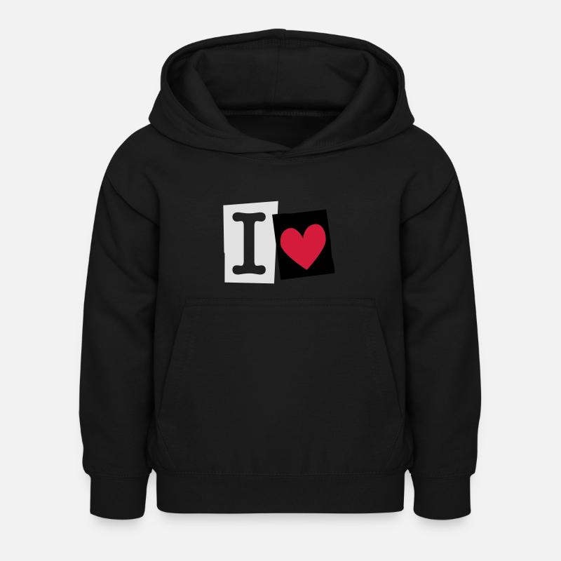 I Love (cutter font) - Sweat à capuche Enfant - noir