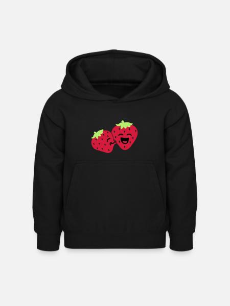 strawberry kiss - Kids Hoodie - black