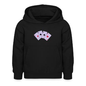 Card Game, Poker, Ace - Sweat à capuche Enfant - noir - Devant - AI Model Kid Female (0cm)