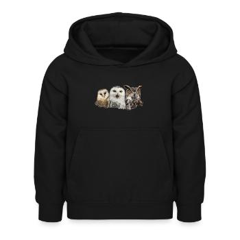 Eulen und Eule - Kinder Hoodie - Schwarz - Vorne - AI Model Kid Female (0cm)