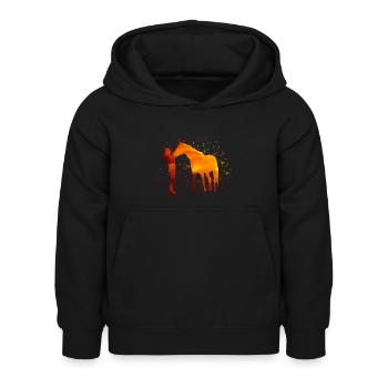 Mädchen mit Pferd - Kinder Hoodie - Schwarz - Vorne - AI Model Kid Female (0cm)